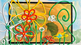 Peinture florale abstraite en relief